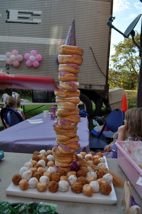 Donut Tower, Tangled Birthday Party, Rapunzel Birthday Party, Girly Birthday Party, Tangled Birthday, Disney Princess Birthday Party, Fairytale Party, Rapunzel Party, Tangled Party