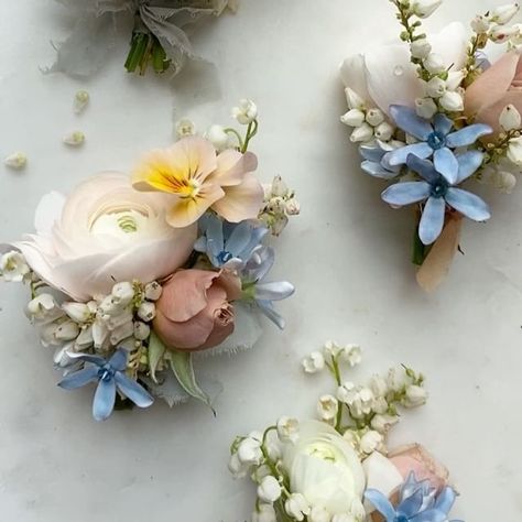 W I N S O M E (@winsome_floral) • Instagram photos and videos Wedding Wristlet, Boutonniere Wedding, Pastel Wedding, June 16, Lily Of The Valley, Boutonniere, Pansies, The Valley, Oh My