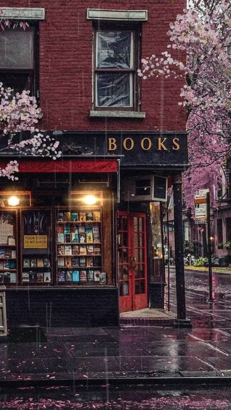 Indie Bookstore, Hundred Acre Woods, Book Cafe, On A Rainy Day, Phone Battery, A Rainy Day, City Aesthetic, Book Store, Middle Earth