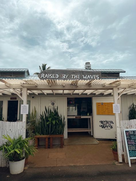 #coffeeshop #hawaii #northshore #oahu Hawaii Coffee Shop, Beach Cafe Aesthetic, Beach Shack Aesthetic, Oahu Hawaii Aesthetic, Surf Shop Aesthetic, Beach Coffee Shop, Chicken Joe, Surf Cafe, Hawaii Lifestyle