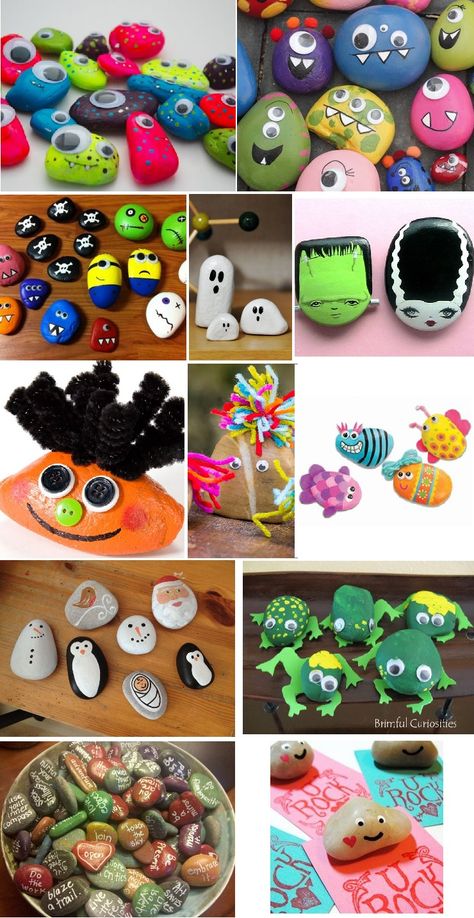 Easy Pet Rocks Ideas, Rock Buddies, Pet Rocks Craft, Pebbles Diy, Monster Rocks, Market Day Ideas, Rock Creations, Painted Garden Rocks, Kids Market