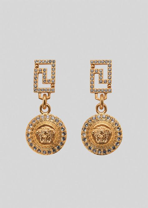 Temple Jewelery, Shifting Outfits, Versace Earrings, Blessed Wednesday, Classy Earrings, Ruby Earrings Studs, Golden Life, Statement Hoop Earrings, Versace Gold