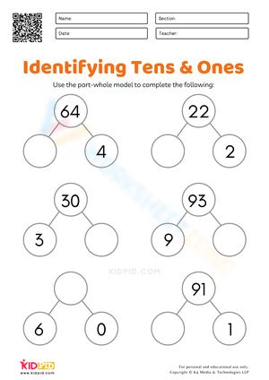 This worksheet consists of exercises based on the part-whole model for identifying tens and ones. It is an introduction to place value systems in mathematics. With the help of these worksheets, children would learn to identify digits in place values of ones and tens. #Grade-1 #Grade-2 Tens Ones Worksheet, Tens And Ones Worksheet, Conversation For Kids, English Conversation For Kids, English Conversation, Tens And Ones, 1st Grade Worksheets, Place Values, Place Value