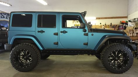 Jeep Wraps, Jeep Wrangler Car Wrap, Jeep Vinyl Wrap, White And Teal Jeep Wrangler, Jeep Wraps Ideas, Black Jeeps With Teal Accents, Black Jeep With Purple Accents, Jeep Wrangler Colors, Jeep Wrangler Blue Grey