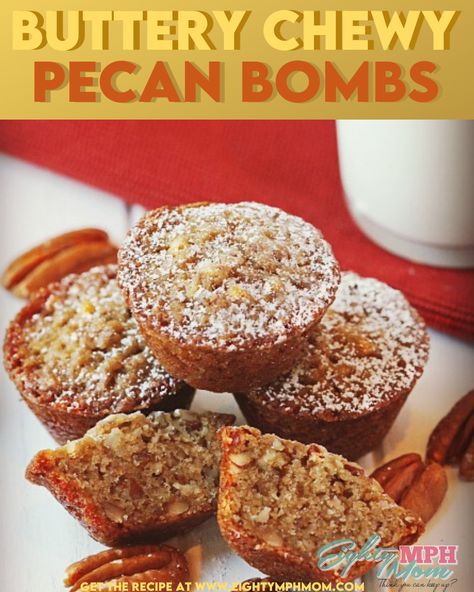 Butter Pecan Brownie Bites, Pecan Bites Easy, Pecan Cups Mini, Pecan Mini Muffins, Pecan Muffins Recipe Brown Sugar, Butter Pecan Muffins, Pecan Pie Bites Easy, Mini Pecan Pies In A Muffin Tin, Pecan Bites Recipe