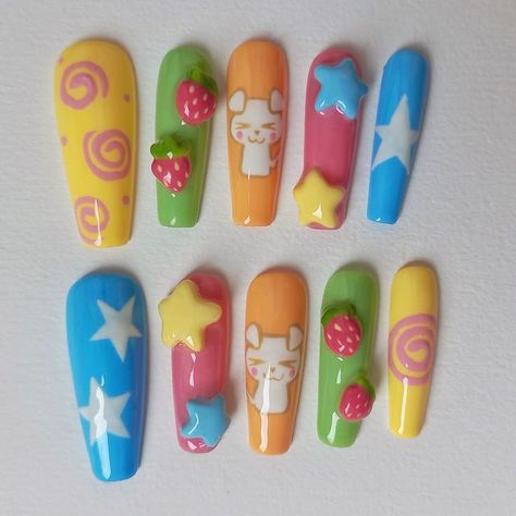 Pretty Gel Nails, Really Cute Nails, Kawaii Nails, Pink Acrylic Nails, Cute Nail Art, Dream Nails, Funky Nails, Cute Acrylic Nails, Swag Nails