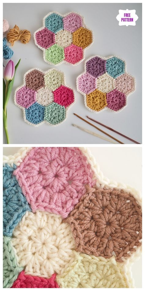 Crochet Hexagon Flower Doily Free Crochet Pattern Free Crochet Hexagon Motif Patterns, Flower Hexagon Crochet, African Flower Hexagon Crochet Pattern, Floral Hexagon Crochet Pattern, Crochet African Flower Hexagon, Crochet Hexagon Blanket, Hexagon Crochet Pattern, Diy Sy, Crochet Bag Tutorials