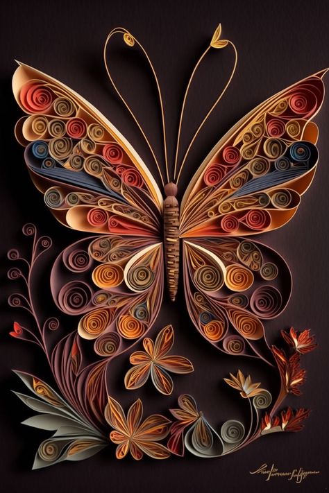 Quling Ideas Beautiful, Free Quilling Patterns Printables, Teknik Quilling, Quilling Images, Quilling Butterfly, Diy Quilling Crafts, Quilling Letters, Arte Quilling, Quilling Animals