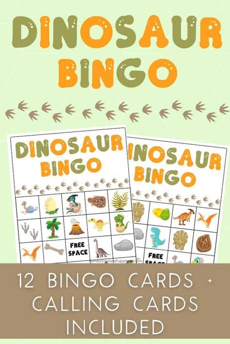 Free Printable Dinosaur Bingo Game Dinosaur Games For Adults, Bingo For Preschoolers Free Printable, Free Dinosaur Party Printables, Dino Themed Games, Dinosaur Bingo Free Printable, Dinovember At The Library, Dinosaur Birthday Games, Eyfs Dinosaurs, Dinosaur Games For Kids