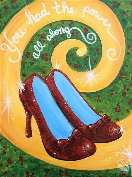 Wizard Of Oz Painting, Wizard Of Oz Decor, Painting With A Twist, Wine And Canvas, There's No Place Like Home, Bring A Friend, Paint Nite, The Wonderful Wizard Of Oz, Paint Night