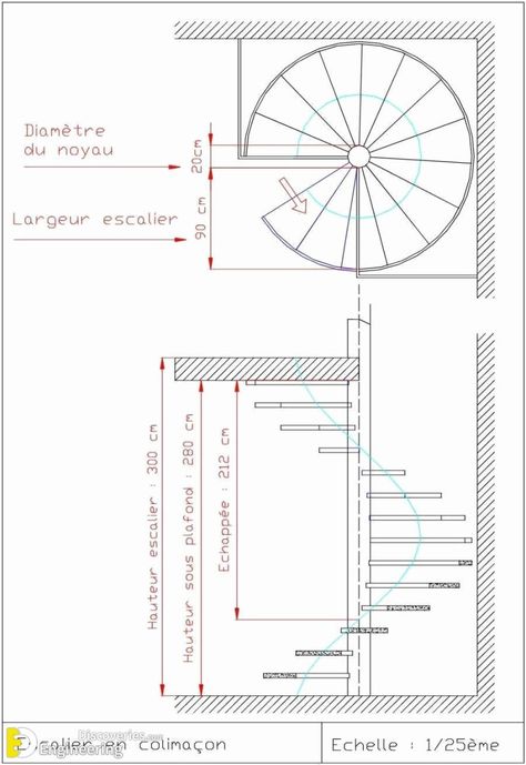 All Information You Need To Design Any Type Of Stair  | Engineering Discoveries Spiral Staircase Plan, سلالم حلزونية, Spiral Stairs Design, درج السلم, Stair Plan, Circular Stairs, Types Of Stairs, Building Stairs, Escalier Design