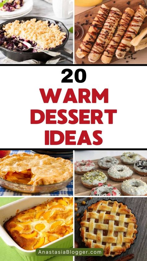 Explore comforting and delicious hot dessert recipes to treat yourself to a cozy culinary experience. Discover 20 ideas that will fill your home with the aroma of sweet treats and put a smile on your face. Whether you're craving a classic favorite or want to experiment with new flavors, these easy-to-make desserts are sure to delight your taste buds and warm your heart. Experience the joy of baking and indulge in warmth with these mouthwatering dessert creations that are perfect for any occasion Comfort Dessert Recipes, Weeknight Desserts, Desserts For Cold Weather, Quick Fall Desserts Easy Recipes, Cold Weather Desserts, Quick Warm Dessert, Easy Warm Winter Puddings, Hot Dessert Recipes, Easiest Fall Dessert