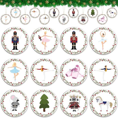 Amazon.com: 24 Pcs Christmas Nutcracker Ornament Ballet Shoes Clara Soldier Prince Mouse King Soldier Plum Candy Fairy Snowflake Fairy Gift Box Hanging Wooden Ornament Set for Christmas Tree Xmas Party Decor : Home & Kitchen Nutcracker Ballet Ornaments Diy, Snowflake Fairy, Candy Fairy, Nutcracker Figures, Nutcracker Christmas Decorations, Winter Holiday Party, Mouse King, Ballet Gift, Christmas Tree Branches