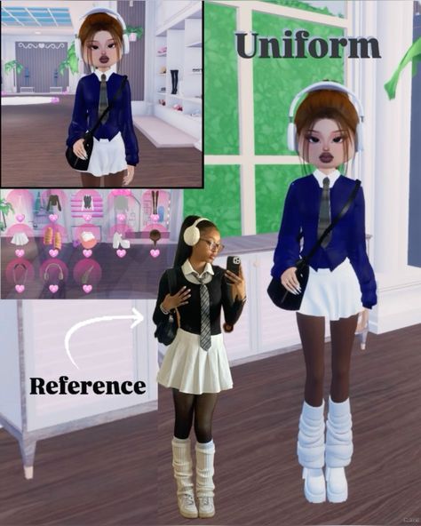 Dress To Impress Roblox Game Outfits Theme Back To School, Dti Uniform Theme, Dress To Impress Theme Uniforms, Dress To Impress Uniforms Theme, Dti Uniform Outfit, Uniform Dress To Impress, Dress To Impress Uniform, Roblox Uniform, Royal High Outfits Ideas Cheap