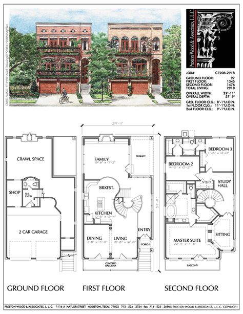 Parisian Townhouse Floor Plan, Brownstone Floor Plans, 3 Story Townhouse Floor Plan, Two Story Duplex Floor Plans, 3 Story Floor Plans, Creole Townhouse Floorplan, Houses And Floor Plans, Two Story Apartment Floor Plans, New Orleans Floor Plans