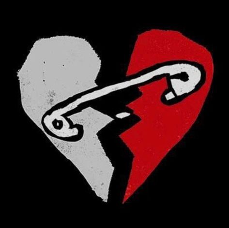 Safety Pin Heart. 2 broken hearts stapled together. 5sos Logo, 5sos Tattoo, Safety Pin Tattoo, Second Of Summer, Emo Scene, Red Aesthetic, 5 Seconds Of Summer, Heart Tattoo, 5 Seconds