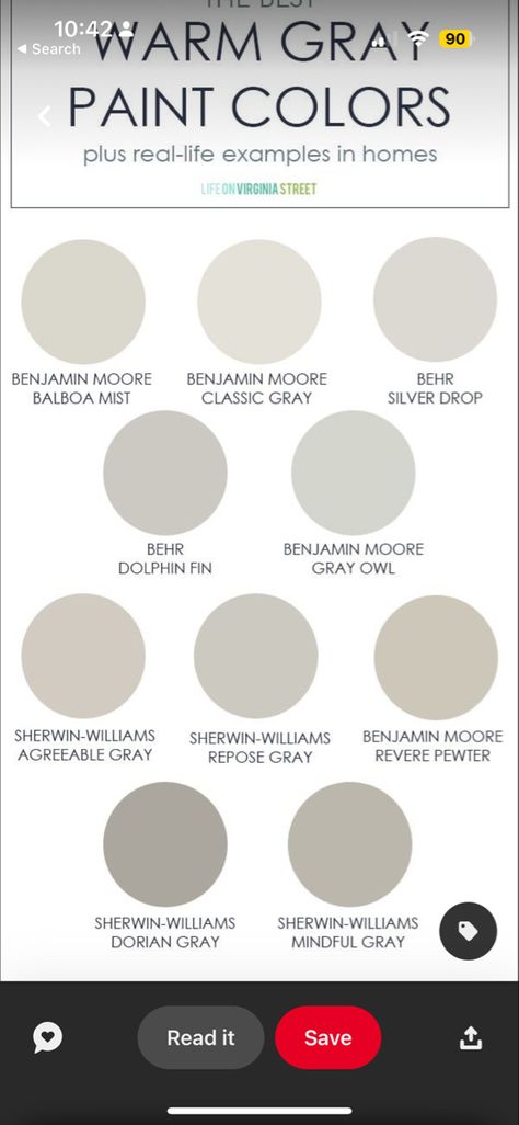 Farmhouse Blue Paint, Sherwin Williams Revere Pewter, Popular Grey Paint Colors, Sherwin Williams Paint Gray, Perfect Grey Paint Color, Shades Of Grey Paint, Benjamin Moore Grey Owl, Perfect Grey Paint, Warm Grey Paint Colors