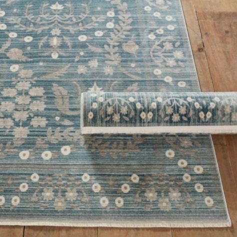 Rifle Paper Co. Anika Blue Patterned Area Rug 100% Polyester Modern Traditional Rug, Mary's Kitchen, Blue Vintage Rug, Rug Loom, Diamond Sisal Rug, Bedroom Redo, Sisal Area Rugs, Light Grey Walls, New Condo