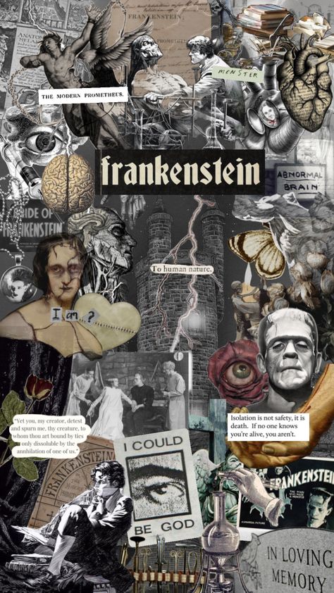 based on frankenstein #frankenstein #maryshelley Bride Of Frankenstein Aesthetic, Christmas Frankenstein, Frankenstein Collage, Frankenstein Creature, Frankenstein Aesthetic, Frankenstein Movie, Character Collage, The Modern Prometheus, Frankenstein Art