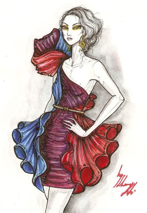 Resultant by shame5 on deviantART Shamekh Bluwi, Textiles Sketchbook, Coral Fashion, Dress Illustration, Fashion Drawing Tutorial, Coral Design, Fashion Illustration Sketches Dresses, Fashion Design Sketchbook, Fashion Design Patterns