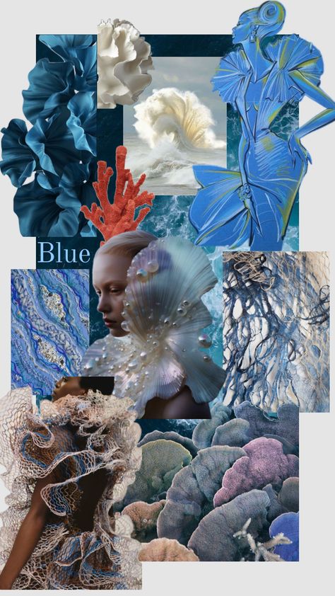 Brand Concept Board, Galaxy Images, Draping Fashion, Ocean Design, Ocean Fashion, Fashion Sketchbook, Concept Board, Brand Concept, Sea Theme