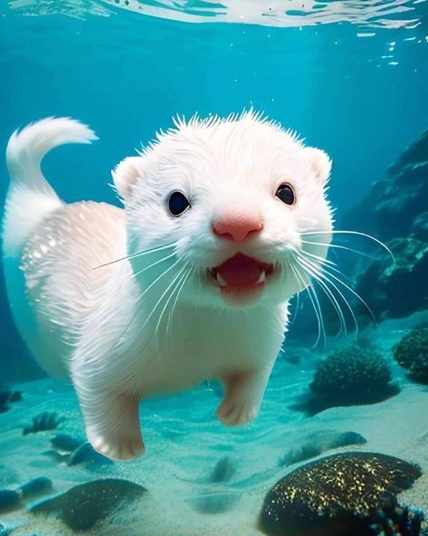 Otters Cute, Cute Ferrets, Beautiful Sea Creatures, Pretty Animals, Silly Animals, Fluffy Animals, Cute Wild Animals, Marine Animals, Cute Animal Photos