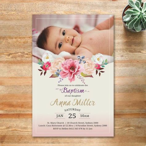 Baptismal Invitation For Girl, Baptismal Invitation Free Printable, Baptismal Invitation Free Printable Girl, Baptismal Invitation, Baby Dedication Invitation, Dedication Invitations, Naming Ceremony Invitation, Christening Invitations Girl