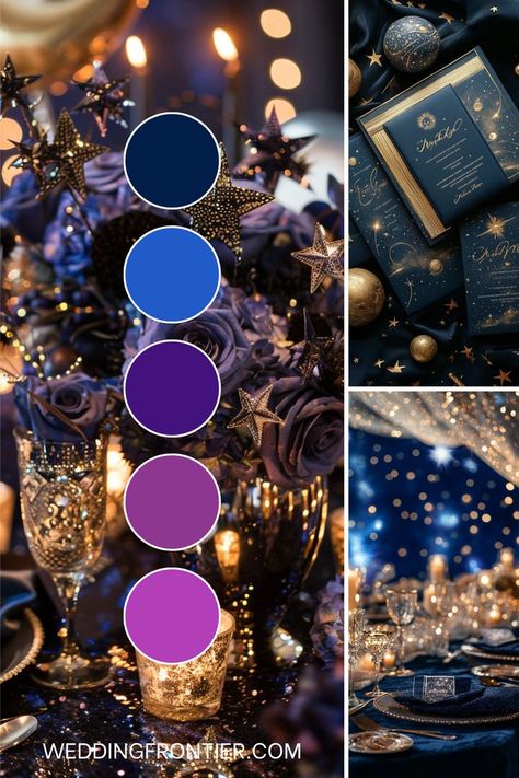 Space wedding theme ideas for a cosmic, star-filled celebration. Space Wedding Theme, Cosmic Space, Wedding Theme Ideas, Purple Wedding Theme, Celestial Wedding, Wedding Palette, Royal Blue And Gold, Space Wedding, Fun Crochet Projects