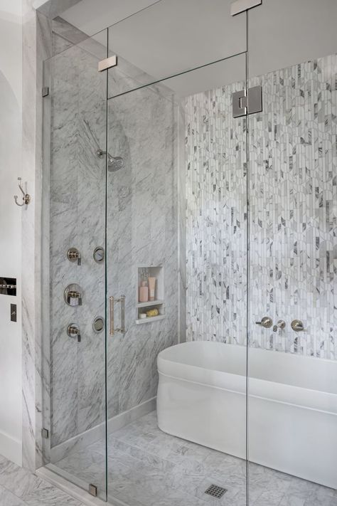 Shower Niche Ideas For Shaving, Glass Mosaic Tiles Bathroom Shower Niche, Wood Look Tile Shower Niche, Tiled Recessed Niches In Showers, Full Width Shower Niche, Large Indoor Plants, Shower Niche, Niche Design, Dream Bathroom