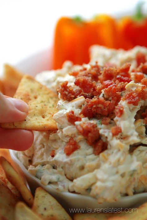 Dive into the perfect dip for a Memorial Day cookout—mouth-watering Cheddar Bacon Ranch Dip from @Lauren's Latest! Cheddar Bacon Ranch Dip, Laurens Latest, Bacon Ranch Dip, Memorial Day Foods, Easy Bacon, Ranch Dip, Bacon Ranch, Football Food, Yummy Dips