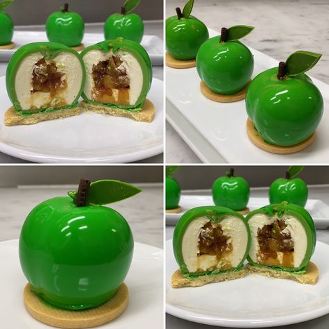 Unique Mini Desserts, Apple Dome Dessert, Desserts For A Restaurant, Gourmet Mini Desserts, Autumn Desserts Fancy, Desserts Restaurant Ideas, Luxury Dessert Recipes, Restaurant Desert Ideas, Fancy Summer Desserts