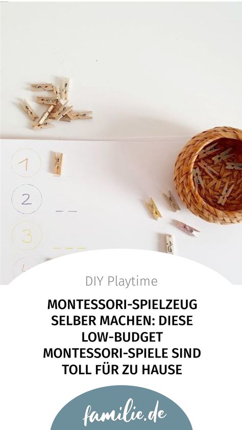 Mit unseren Tipps könnt ihr tolle Montessori-Spiele und -Spielzeuge für zu Hause ganz leicht selber machen. Das freut Geldbeutel, Umwelt und unsere Kids! Montessori Diy, Maria Montessori, No Waste, Low Budget, Montessori, Budgeting, Pins