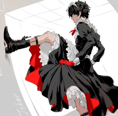 Anime Man In Maid Dress, Anime Men In Dress, Persona Main Characters, Persona 5 Outfit Ideas, Akira Futaba, Persona 5 Edit, Akira Persona 5, Thief Outfit, Persona 5 Akira