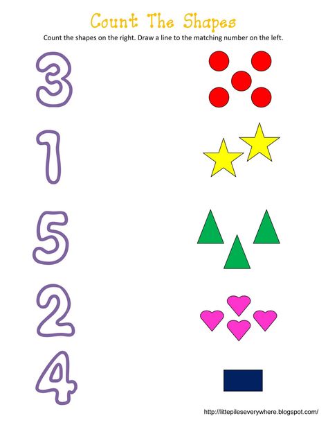 Shape Worksheets For Preschool, Number Worksheets Kindergarten, Counting Worksheets, Preschool Math Worksheets, Kids Worksheets Preschool, Free Preschool Worksheets, Tracing Worksheets Preschool, Numbers Kindergarten, Alphabet Worksheets Preschool