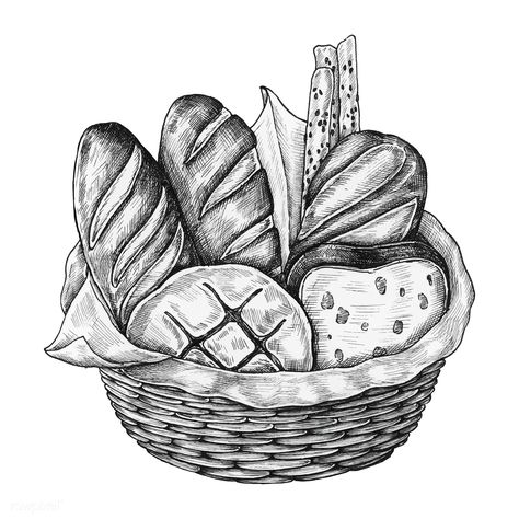 Hand-drawn bread basket isolated | premium image by rawpixel.com Drawing Of Food, Basket Drawing, Bread Art, White Png, Super Market, Food Basket, Kampot, Object Drawing, 3d Icons