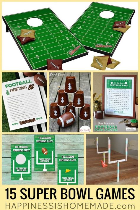 15 Super Bowl Party Games Super Bowl Party Games, Super Bowl Activities, Diy Super Bowl, Superbowl Party Games, Super Bowl Decorations, Birthday Games For Adults, Superbowl Game, Home Party Games, Football Theme Party