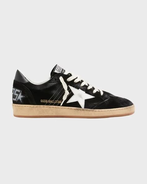 N9P3R Golden Goose Men's Ballstar Suede Low-Top Sneakers Ballstar Golden Goose, Mens Golden Goose, Ball Star Golden Goose, Black And Gold Golden Goose, Designer Sneaker, Golden Goose Black Glitter, Golden Goose Black, Golden Goose Deluxe Brand, Designer Sneakers