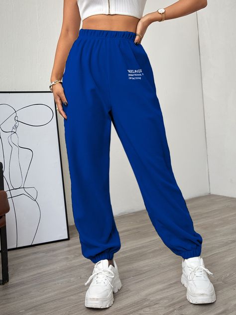 Outfits Con Pants, Pants Azul, Women Sweatpants, Women Bottoms, Comfy Outfits, Parachute Pants, Womens Bottoms, Royal Blue, Elastic Waist