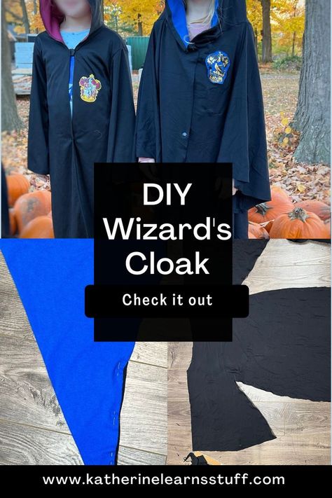 If you love Harry Potter, you will love these wizard's cloaks. They are quick and easy to make and are a great addition to any Pottermore collection. Every Wizard needs a cloak! Harry Potter Cloak, Wizard Cloak, Wizard Costume, Cloak, Just In Time, If You Love, Wizard, In Time, Check It Out