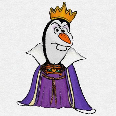 Evil Queen From Snow White, Disney Princess Paintings, Olaf Drawing, Frozen Drawings, Disney Doodles, Queen Drawing, Disney Olaf, Frozen Art, The Evil Queen