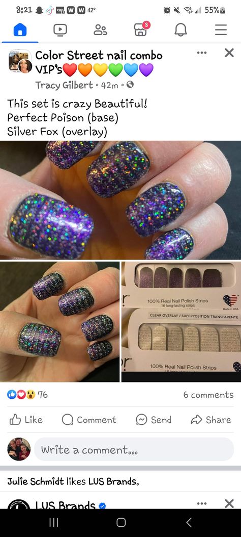 Color Street Mount Crush More Combo, Lus Brands, Colorstreet Combos, Nail Color Combos, Street Nails, Nail Polish Strips, Color Street Nails, Silver Fox, Nail Color