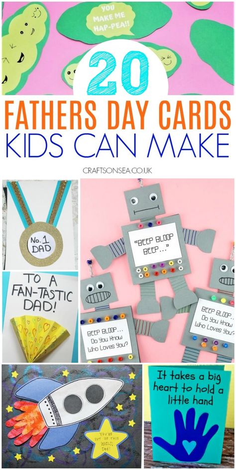 fathers day cards kids can make homemade preschool #kidscrafts Kids Fathers Day Cards, Homemade Outdoor Games, Diy Father's Day Cards, Kids Fathers Day Crafts, Father's Day Activities, Diy Father's Day Gifts, Mason Jar Crafts Diy, Handprint Crafts, Father's Day Diy