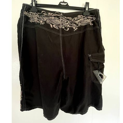 KIRRA Black Swim Trunks / Shorts Men Size 34. Black Swim Trunks, Scroll Pattern, Swimming Trunks, Shorts Men, Swim Trunks, Waist Size, Mens Shorts, Clothes Accessories, No 1