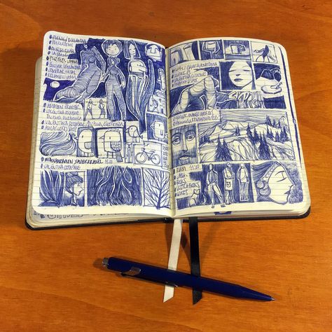 Notebook Scribbles, Writing Illustration, Diary Drawing, Comic Book Layout, Travel Art Journal, Blue Pen, Drawing Writing, Retro Gaming Art, Notebook Ideas