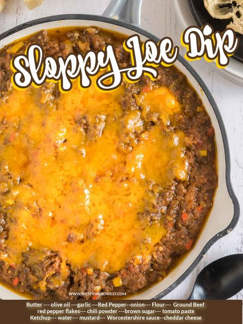 Sloppy Joe Dip, Oven Baked Beef Ribs, Sloppy Joes Dip, Baked Beef Ribs, Appetizer Dips Hot, Cheese Pockets, Dip Recipes Crockpot, Melting Cheese, Beef Ribs Recipe