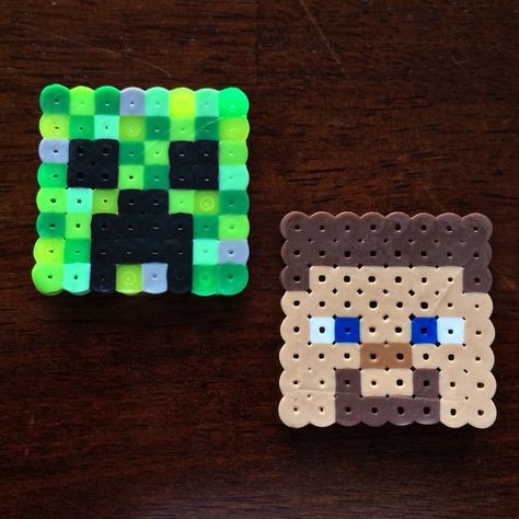 Minecraft Perler Creeper and Steve #minecraft #perler #perlerbeads Steve Minecraft Perler Beads, Hama Minecraft, Diy Face Painting, Face Painting For Kids, Easy Perler Bead Patterns, Hama Beads Minecraft, Pearl Beads Pattern, Diy Perler Bead Crafts, Perler Ideas