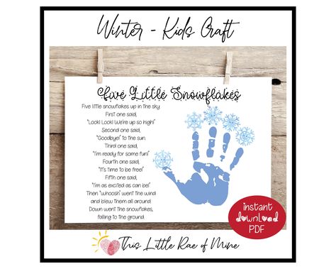 Snowflake Poem, Kids Handprint Art, Winter Poems, Document Frame, Computer Paper, Diy Crafts For Kids Easy, Handprint Art, Printable Crafts, Craft For Kids