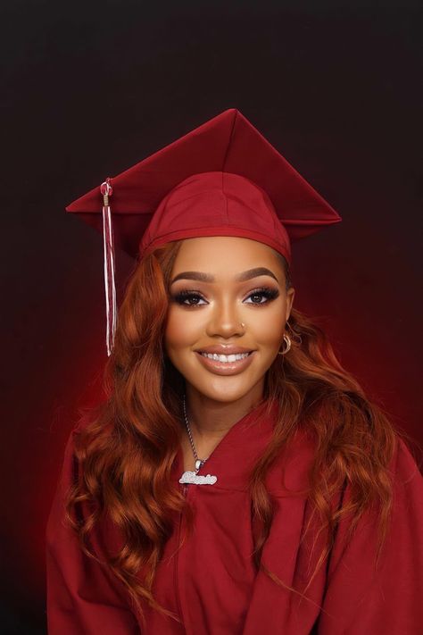 Cap And Gown Senior Pictures Yearbook, Red Hair Graduation Pictures, Cap And Gown Senior Pictures High School, Senior Cap And Gown Pictures, Red Cap And Gown, Red Graduation Gown, Red Graduation Cap, Cap And Gown Senior Pictures, Senior Pictures Yearbook