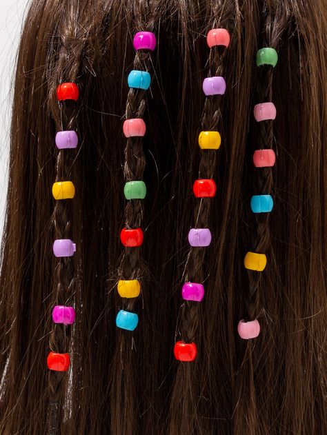 Multicolorido Casual Collar  Plástico Simples Anel de cabelo Embellished   Acessórios Femininos Bead Braids, Minimalist Hair, Multi Colored Hair, Hair Straightening Iron, Flat Iron Hair Styles, Braids For Kids, Boho Braids, Hair Rings, Hair Collection