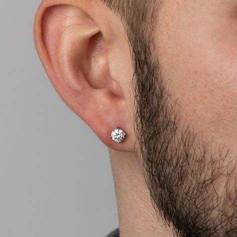 Earrings Mens, Mens Earrings, Etsy Jewellery, Round Diamond Earrings, Diamond Earrings Studs Round, Stud Earrings For Men, Earrings For Men, Solitaire Earrings, Cubic Zirconia Jewelry